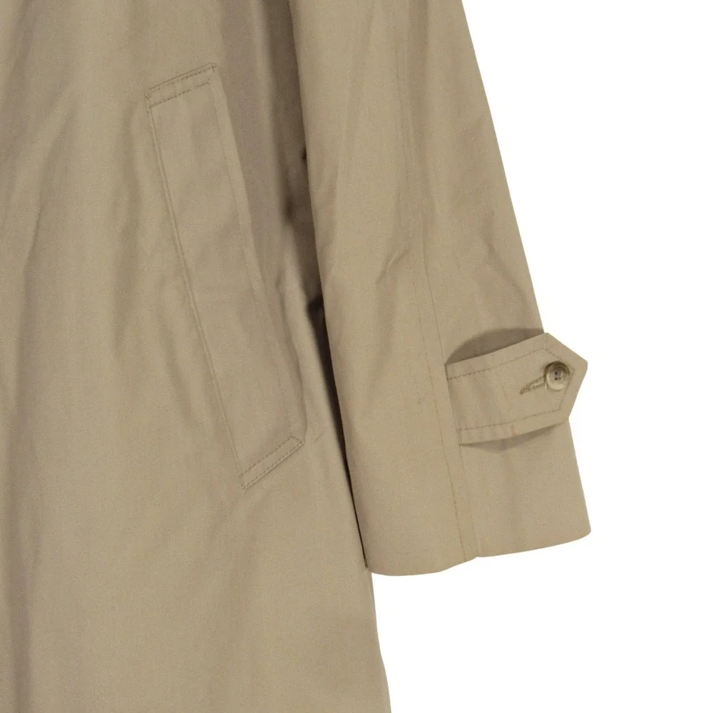 VTG LONDON FOG Men's KHAKI Removable Fur Liner BUTTON-UP Trench Coat Sz 42